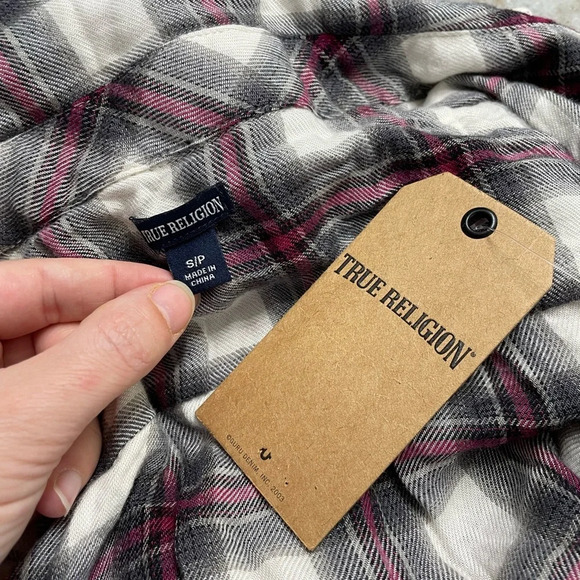 New TRUE RELIGION Plaid Utility Women’s Shirt Small - Picture 2 of 9